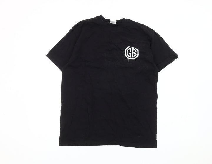 Russell Men’s Black Graphic Print T-Shirt Size S Short Sleeve Cotton