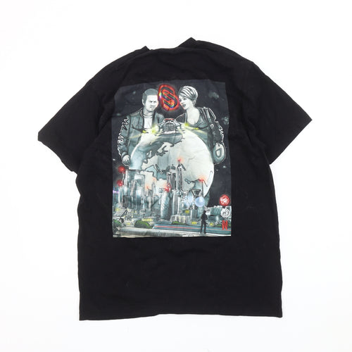 Russell Men’s Black Graphic Print T-Shirt Size S Short Sleeve Cotton