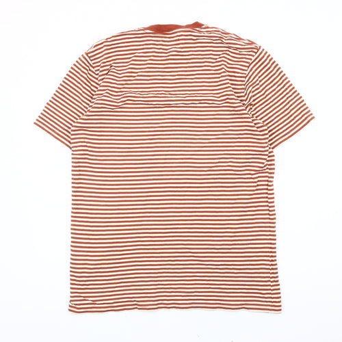Brixton Men’s Brown Striped Cotton T-Shirt XL Crew Neck