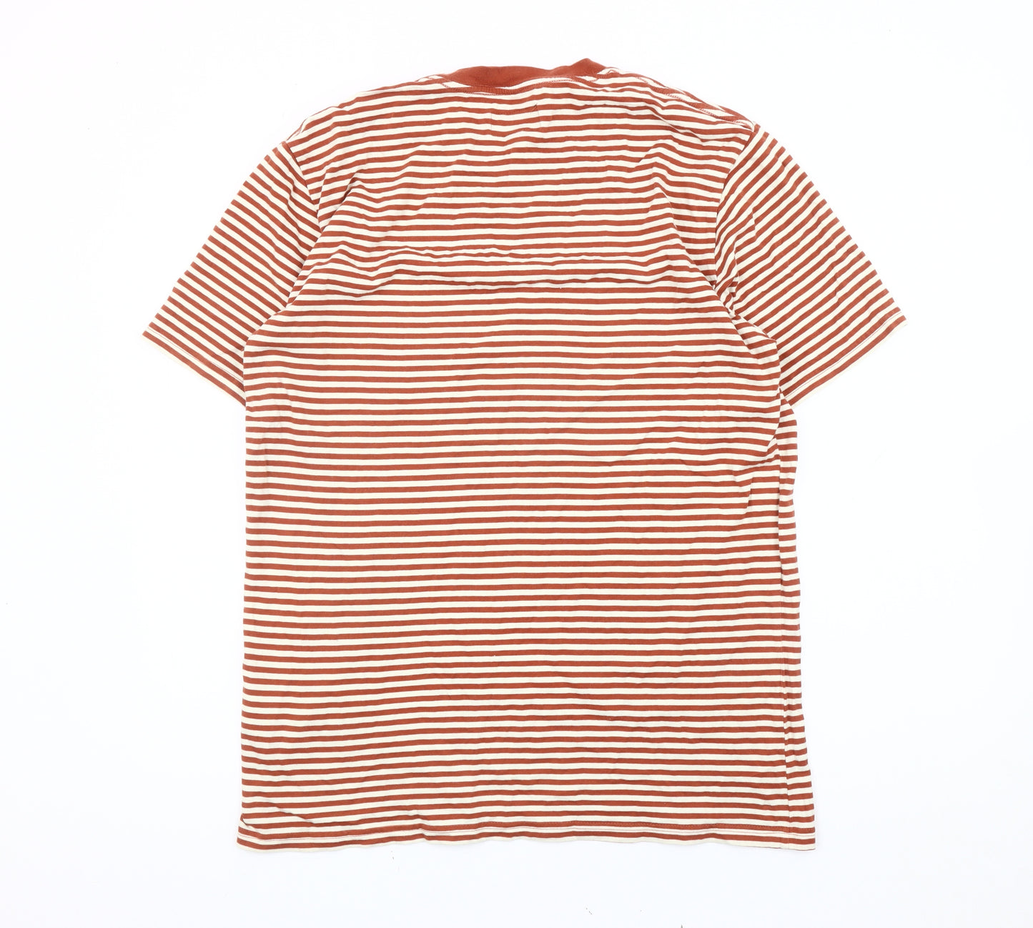 Brixton Men’s Brown Striped Cotton T-Shirt XL Crew Neck
