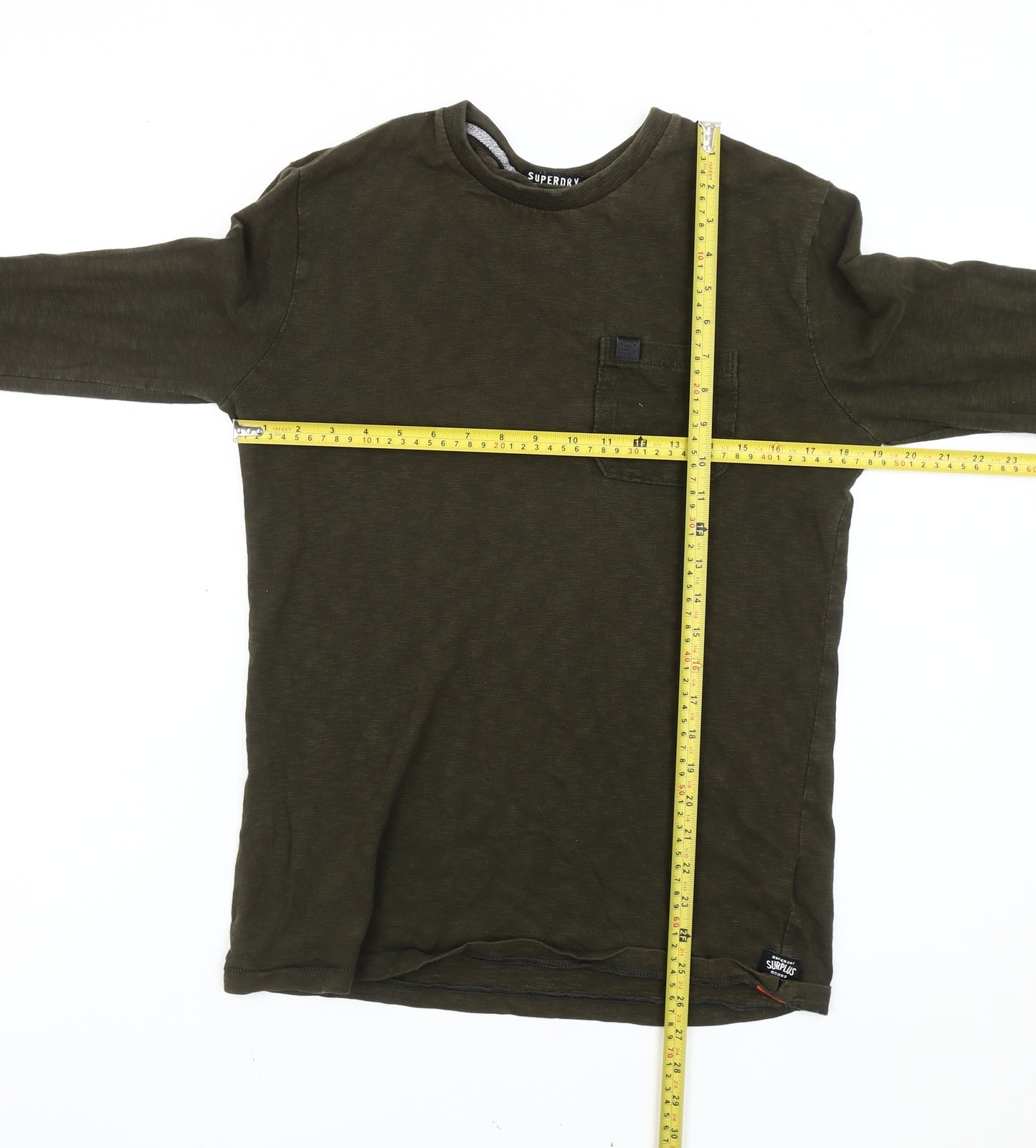 Superdry Men’s Green Long Sleeve Cotton T-Shirt Size S