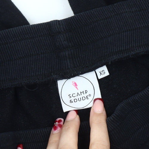 Scamp & Dude Women Black XS Jogger Trousers Cotton Side Stripe