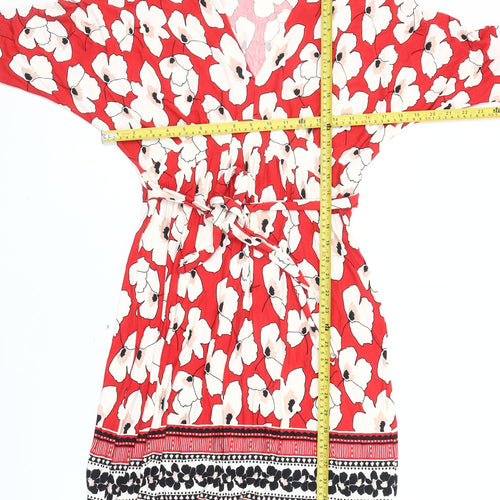 Dorothy Perkins Women’s Red Floral Wrap Dress Size 12 Viscose