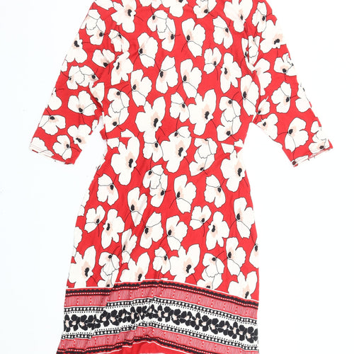 Dorothy Perkins Women’s Red Floral Wrap Dress Size 12 Viscose