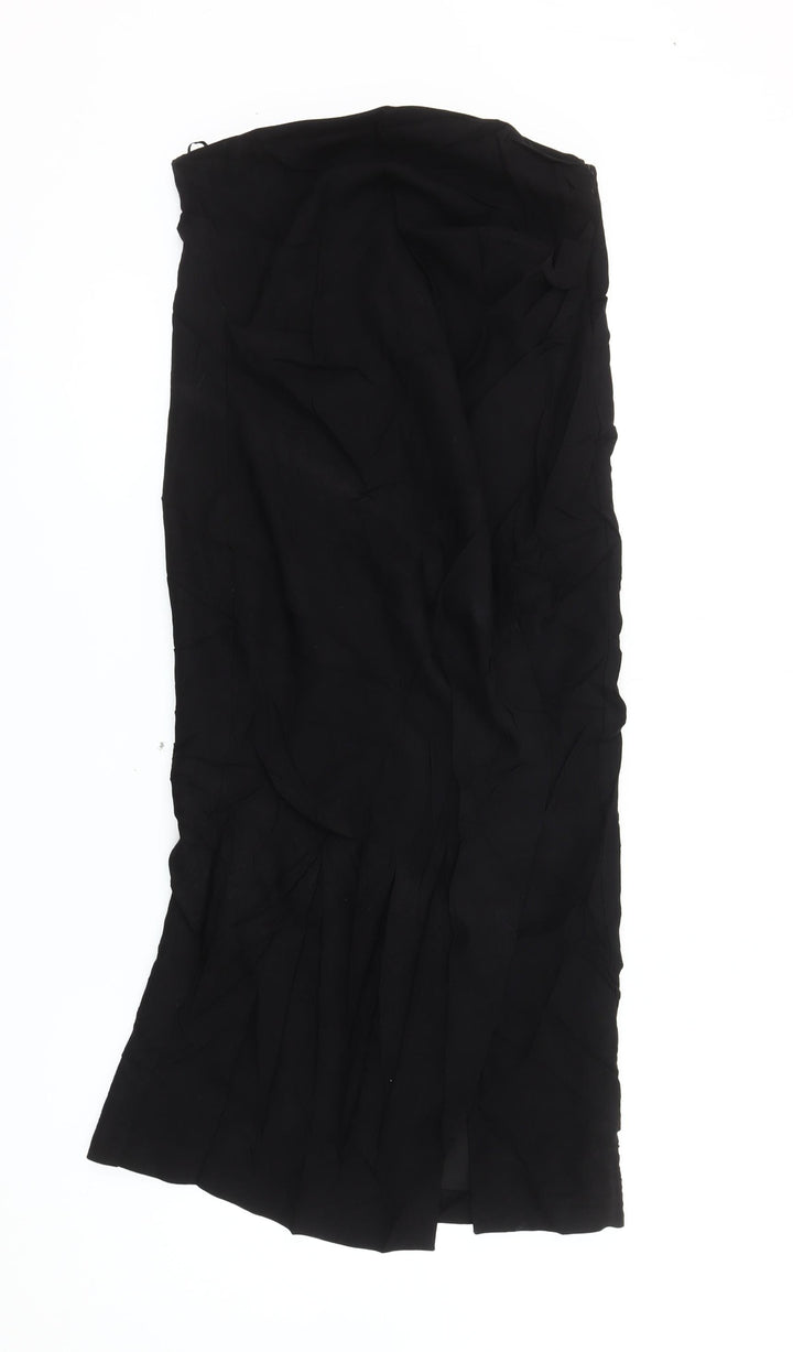 Zara Women Black S Midi Pencil Skirt High Waist Viscose Blend