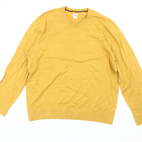 GAP Men’s Yellow XL Cotton Blend Crew Neck Pullover Jumper