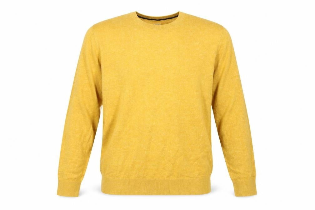 Front view of Gap Men’s Yellow XL Cotton Blend Crew Neck jumper