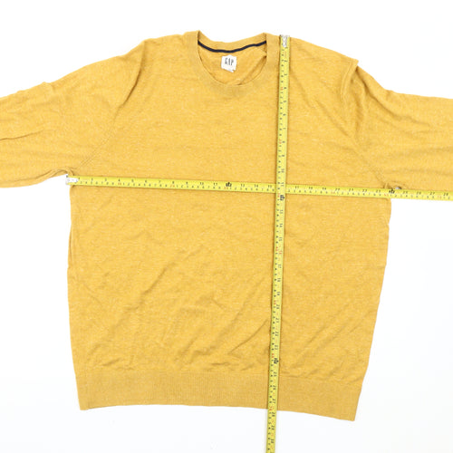 GAP Men’s Yellow XL Cotton Blend Crew Neck Pullover Jumper