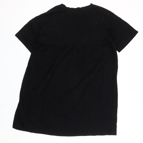ASOS Women Black Embroidered Floral Shift Dress Size 14