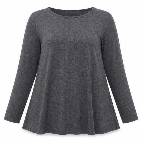 Body Wear Women's Grey Long Sleeve Jersey Cotton T-Shirt XL