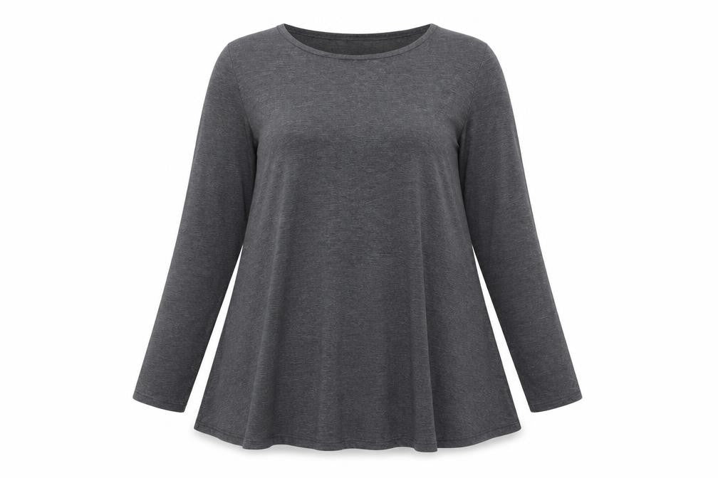 Body Wear Women's Grey Long Sleeve Jersey Cotton T-Shirt XL