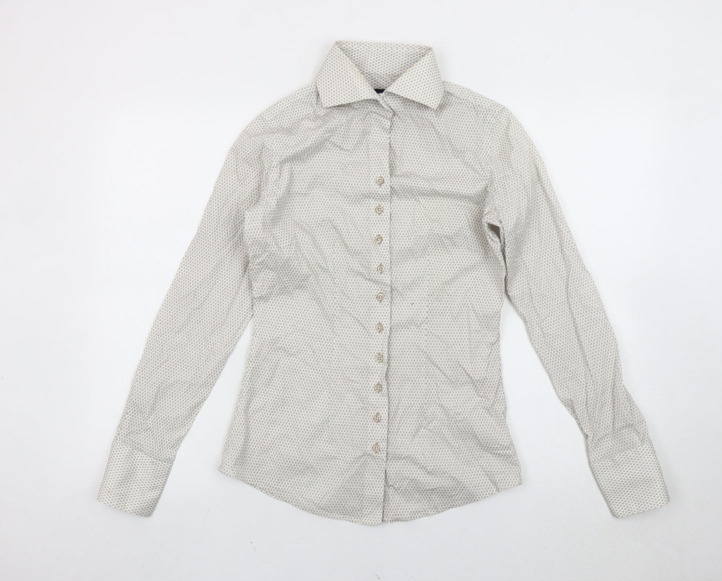 Cavallaro Napoli Women's White Slim Fit Button-Up Shirt Size 8