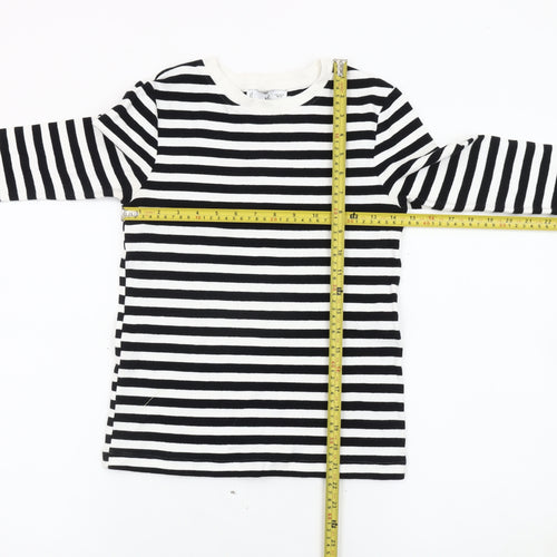 MNG Women's Black Striped Long Sleeve Cotton Top Size 12