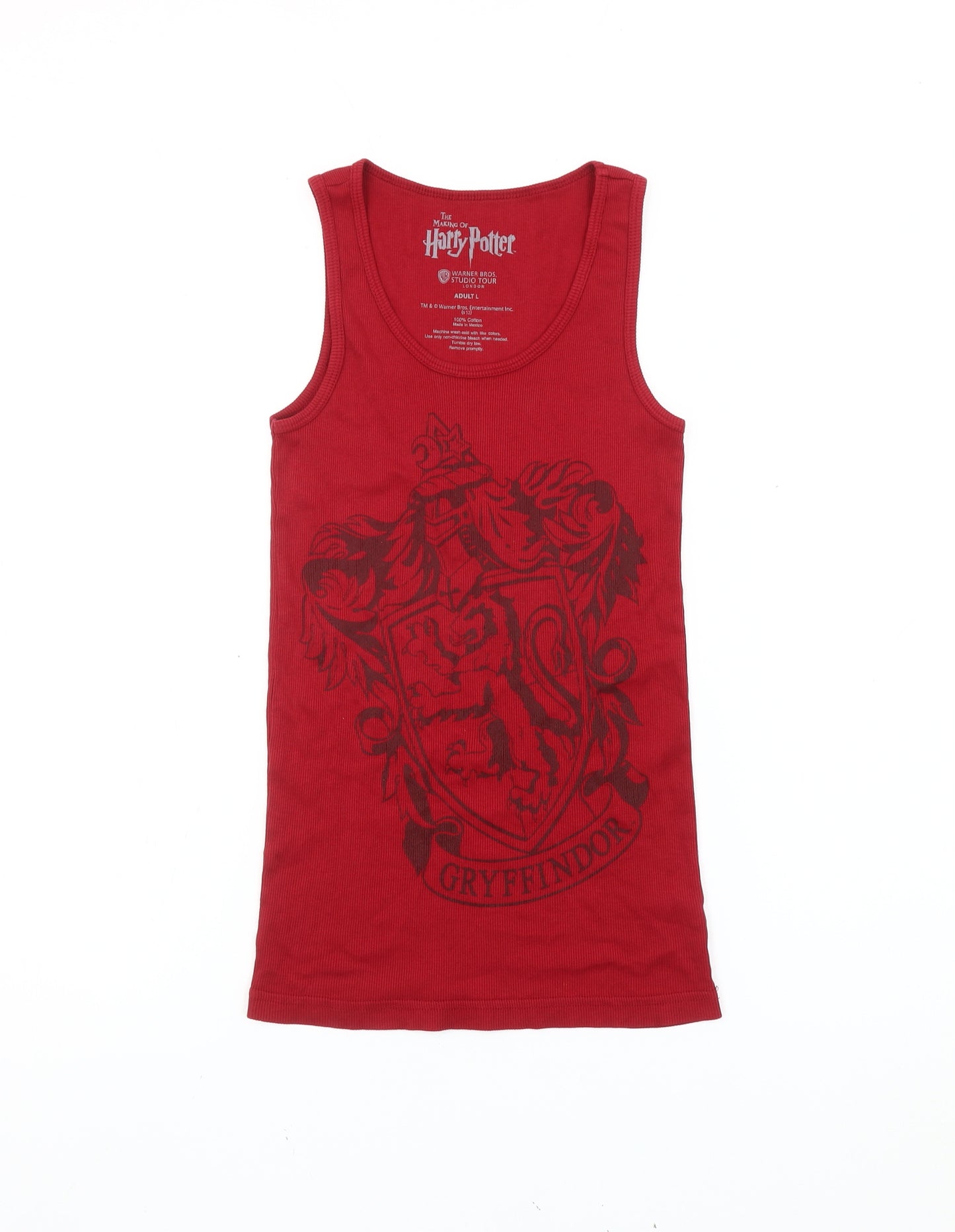 Harry Potter Gryffindor Women Red Tank Top L Cotton Scoop Neck