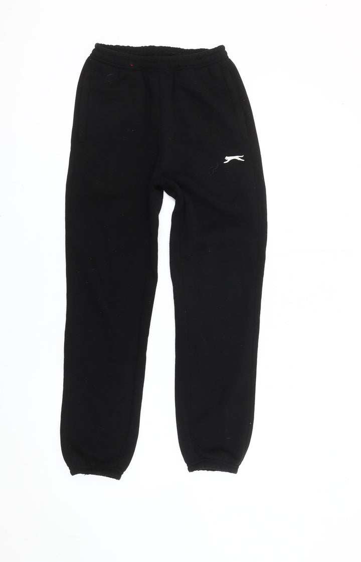 Slazenger Boys Black Sweatpants 9-10 Yrs Regular Fit Elastic Waist Activewear
