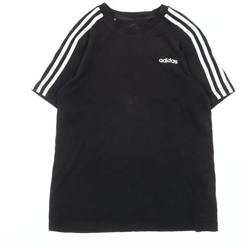 Adidas Boys Black T-Shirt 13-14 Years Short Sleeve Crew Neck Sports Top