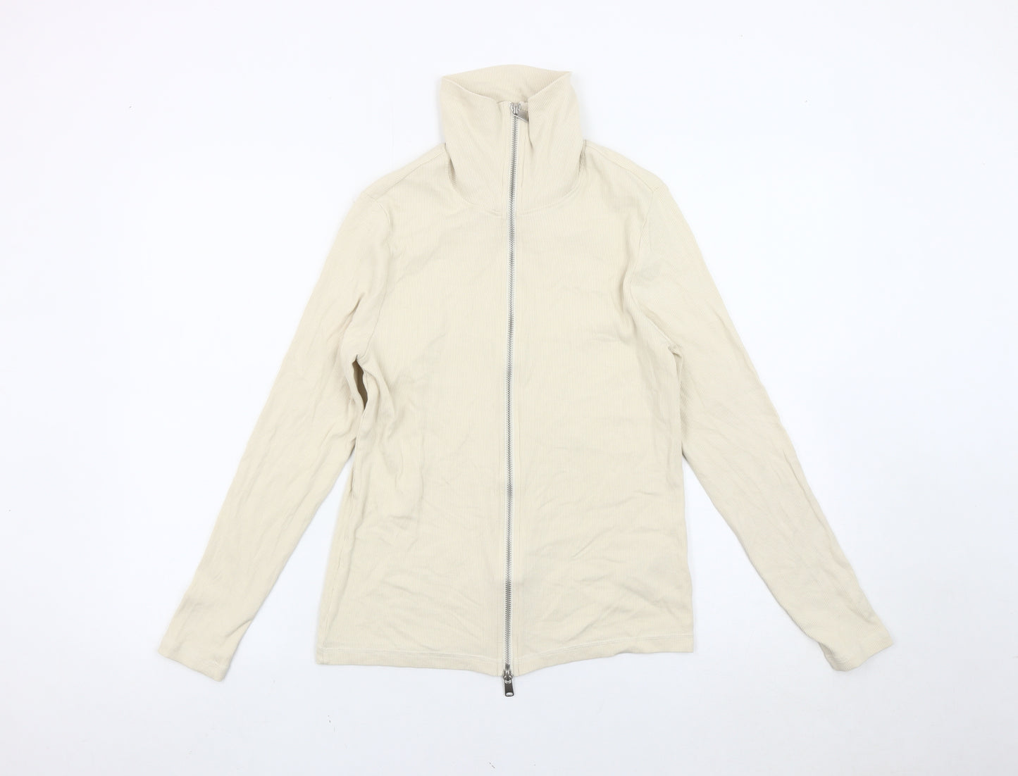 Marks and Spencer Womens Beige Cotton Full Zip Jacket Size 12