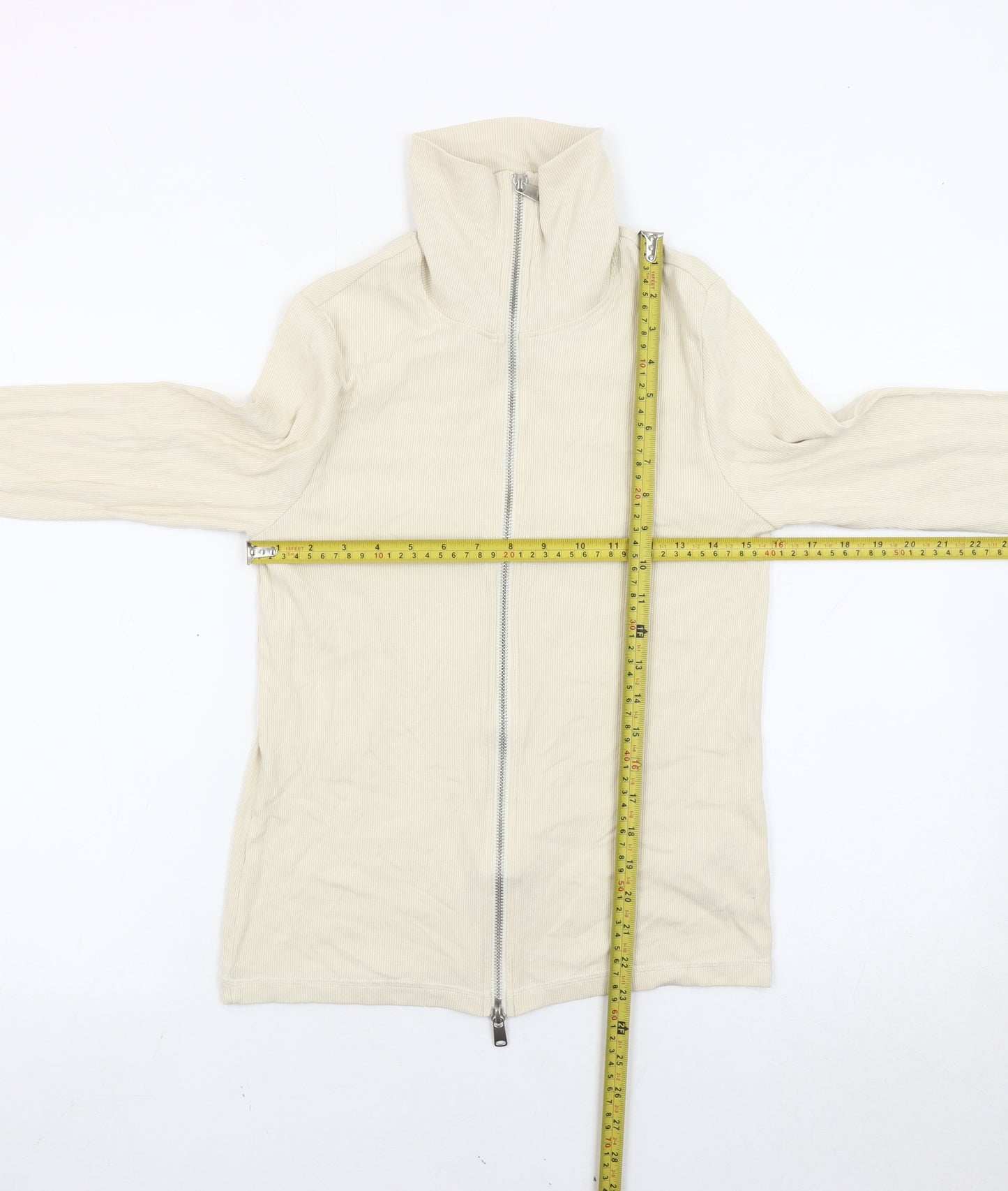 Marks and Spencer Womens Beige Cotton Full Zip Jacket Size 12