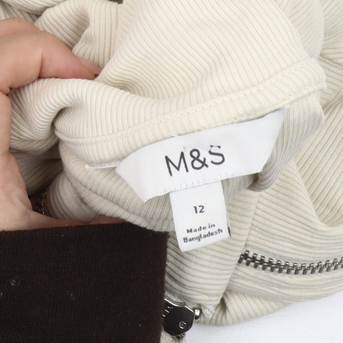 Marks and Spencer Womens Beige Cotton Full Zip Jacket Size 12