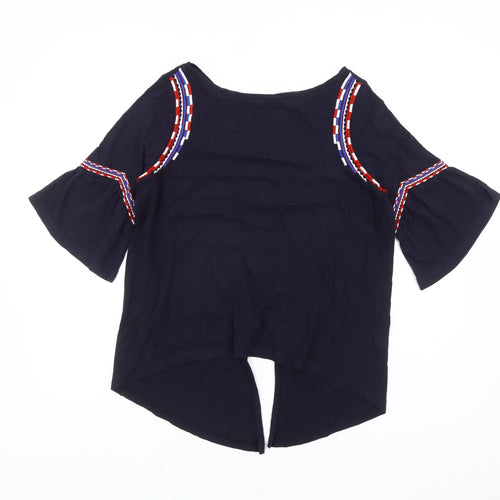 Marks and Spencer Womens Blue Size 12 Cotton Tunic Blouse