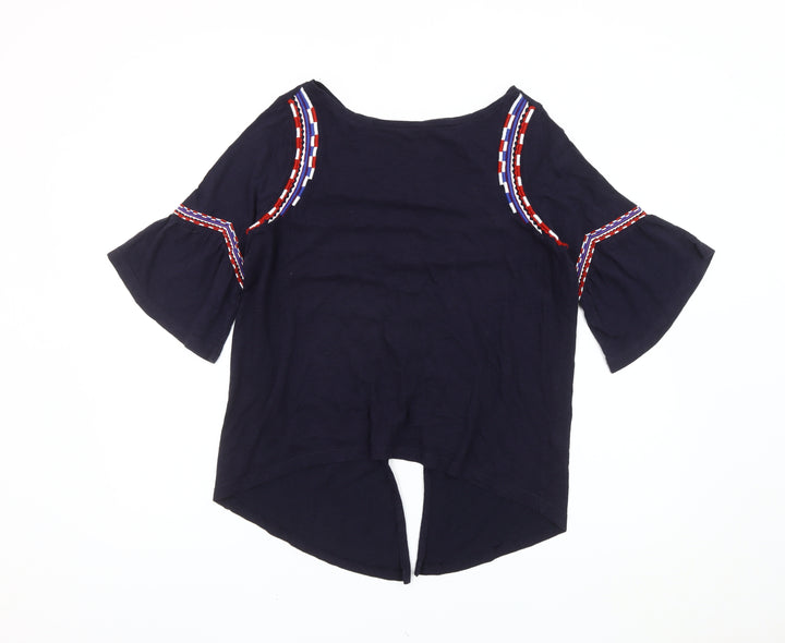 Marks and Spencer Womens Blue Size 12 Cotton Tunic Blouse