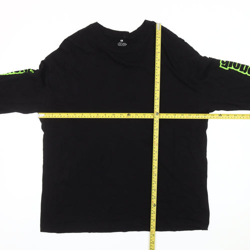 H&M Boys Black Long Sleeve Graphic Logo T-Shirt Size 14+ Cotton