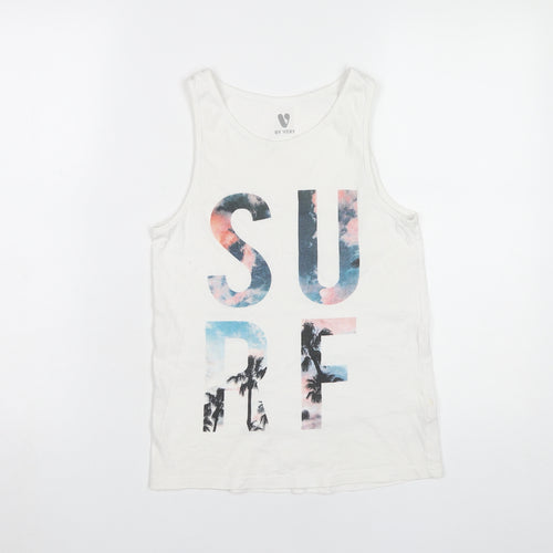Very Boys White Surf Tank Top 11 Years Cotton Sleeveless Summer Tee