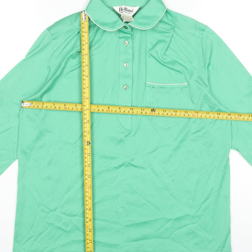 Bellino Womens Green Polo Shirt Size 16 Long Sleeve Vintage