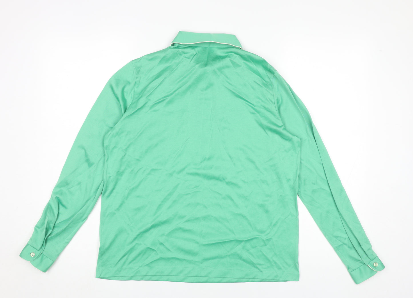 Bellino Womens Green Polo Shirt Size 16 Long Sleeve Vintage