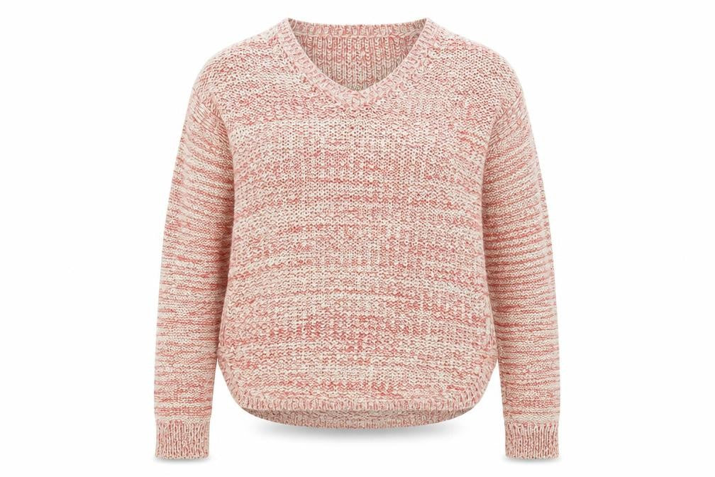 Front view of Marks & Spencer women’s multicoloured knit v-neck jumper uk 14