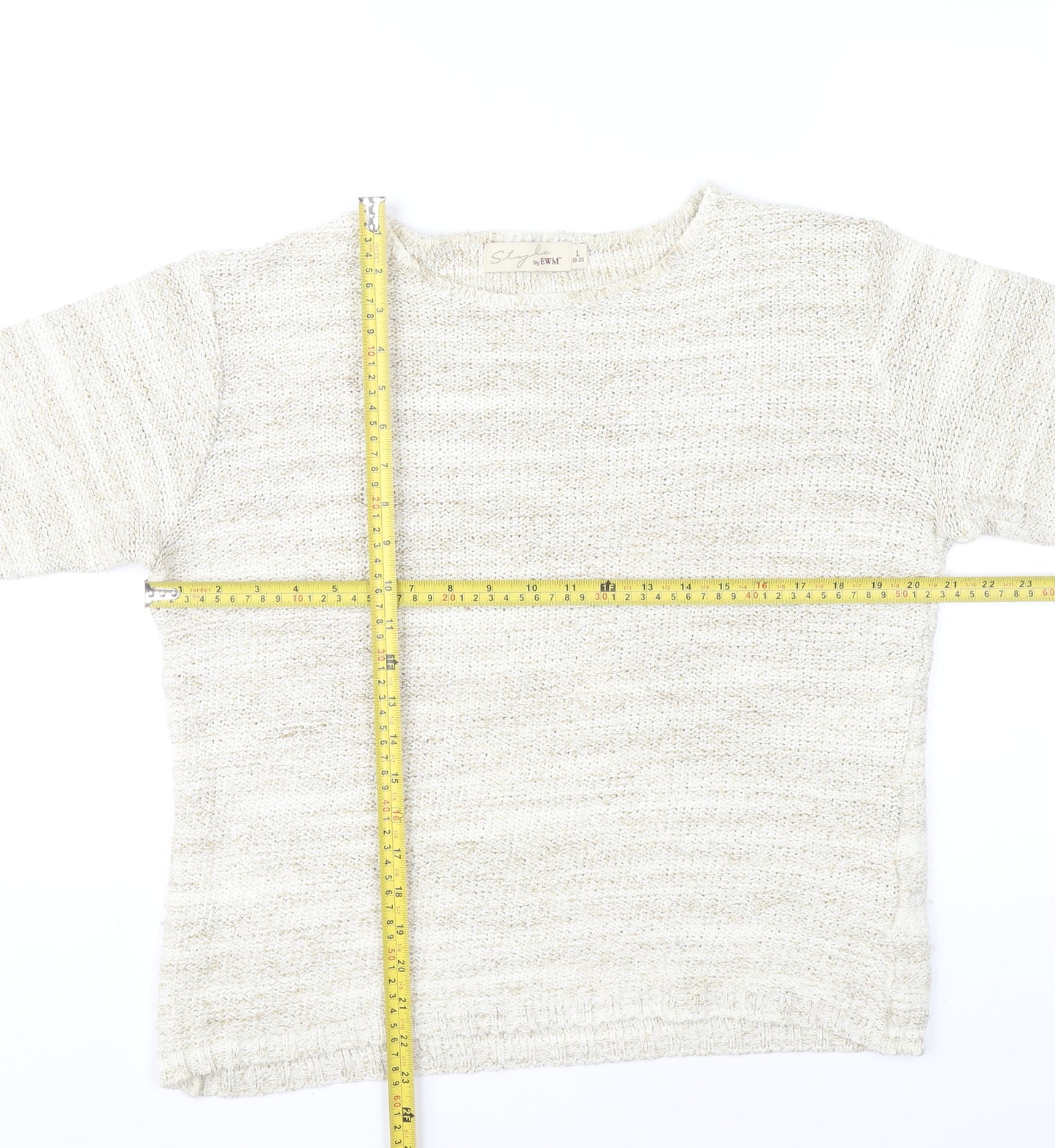 Style by EWM Women’s Beige Knit Pullover Jumper L 18-20