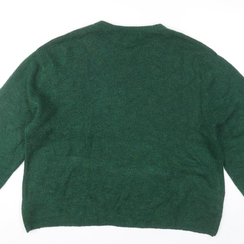 H&M Women’s Green Crew Neck Knit Pullover Jumper Size L