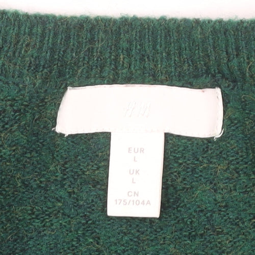 H&M Women’s Green Crew Neck Knit Pullover Jumper Size L