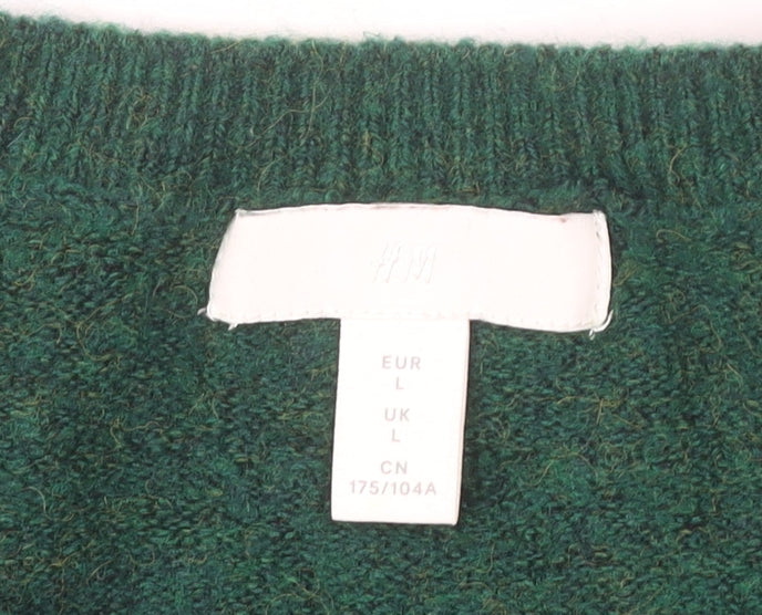 H&M Women’s Green Crew Neck Knit Pullover Jumper Size L