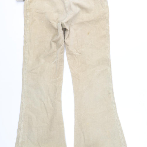 Hooch Womens Beige Corduroy Flared Trousers Size 12 Retro Adjustable Waist