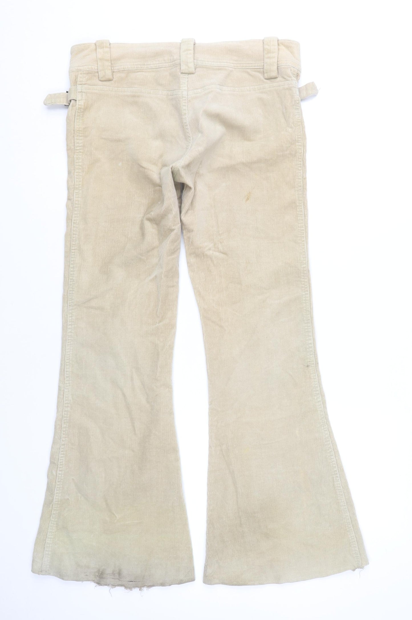 Hooch Womens Beige Corduroy Flared Trousers Size 12 Retro Adjustable Waist