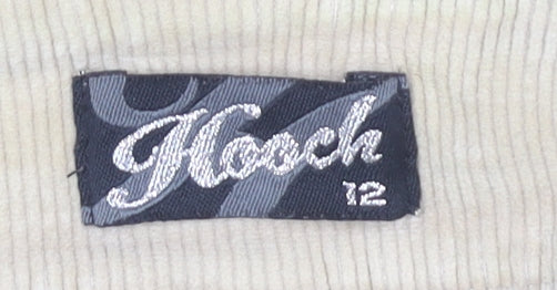 Hooch Womens Beige Corduroy Flared Trousers Size 12 Retro Adjustable Waist