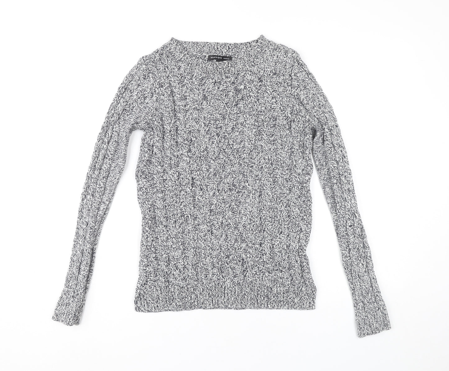 Mango Women’s Grey Cable-Knit Pullover Jumper Size 12