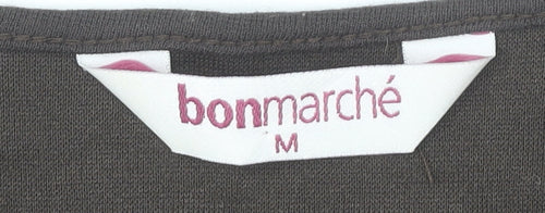 Bonmarché Women’s Brown Embroidered V-Neck Short Sleeve T-Shirt Size 12