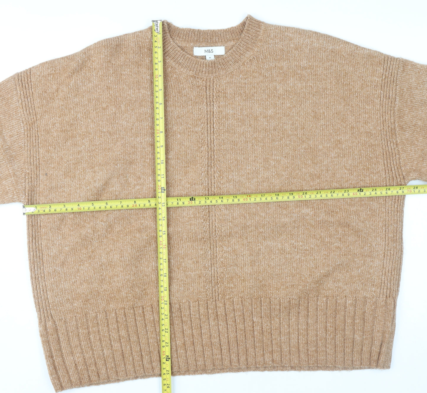 Marks and Spencer Women’s Beige XL Pullover Knit Jumper Crew Neck