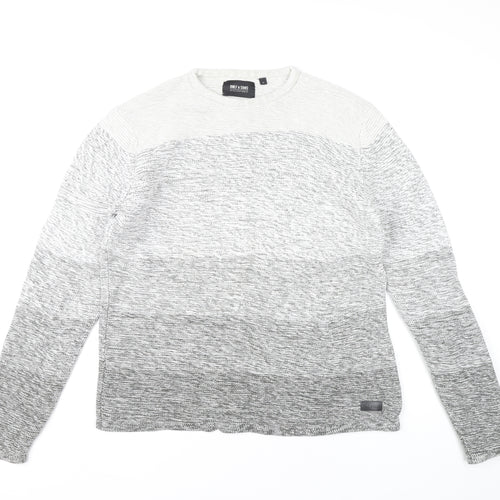 Only & Sons Mens Grey Cotton Knit Jumper L Crew Neck Long Sleeve