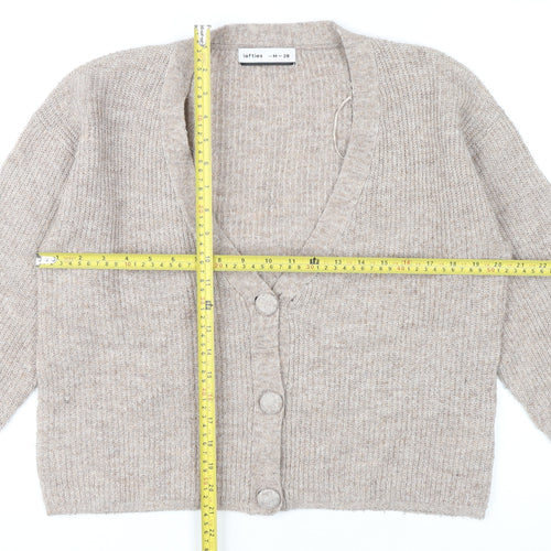 Lefties Womens Beige Knit Cardigan Size 12 V-Neck Long Sleeve