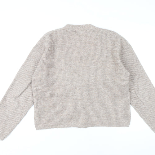 Lefties Womens Beige Knit Cardigan Size 12 V-Neck Long Sleeve