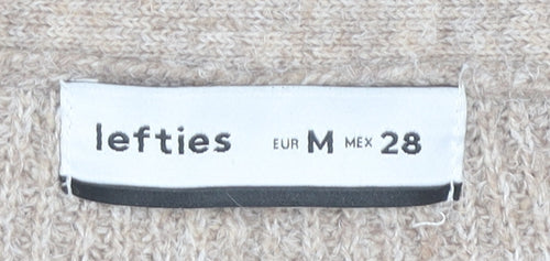 Lefties Womens Beige Knit Cardigan Size 12 V-Neck Long Sleeve