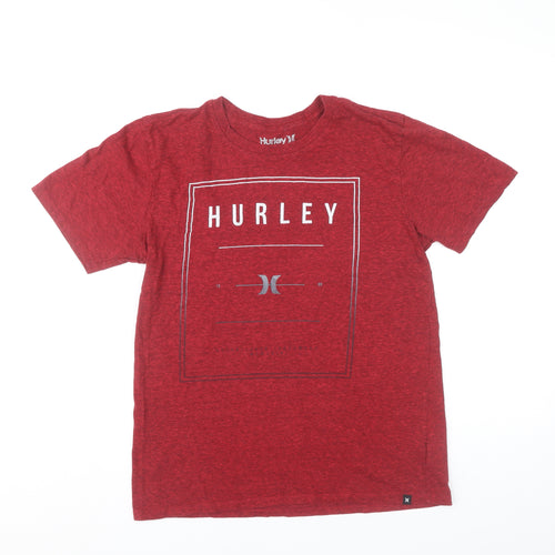 Hurley Men’s Red Medium Graphic Print Crew Neck T-Shirt