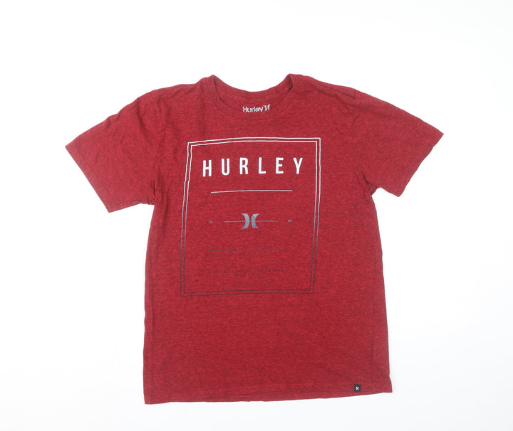 Hurley Men’s Red Medium Graphic Print Crew Neck T-Shirt