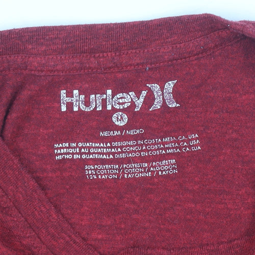 Hurley Men’s Red Medium Graphic Print Crew Neck T-Shirt