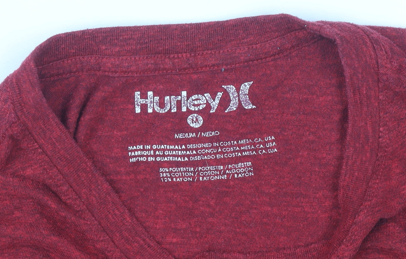 Hurley Men’s Red Medium Graphic Print Crew Neck T-Shirt