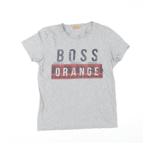 Hugo Boss Men’s Grey Cotton Graphic Logo T-Shirt Size S
