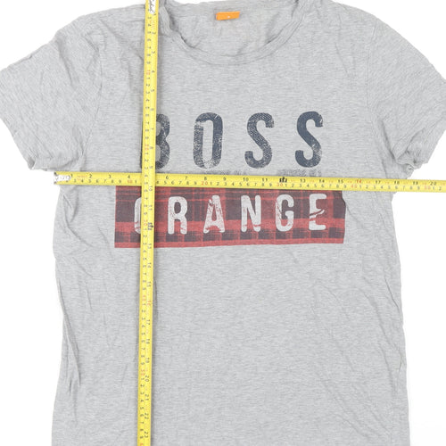 Hugo Boss Men’s Grey Cotton Graphic Logo T-Shirt Size S